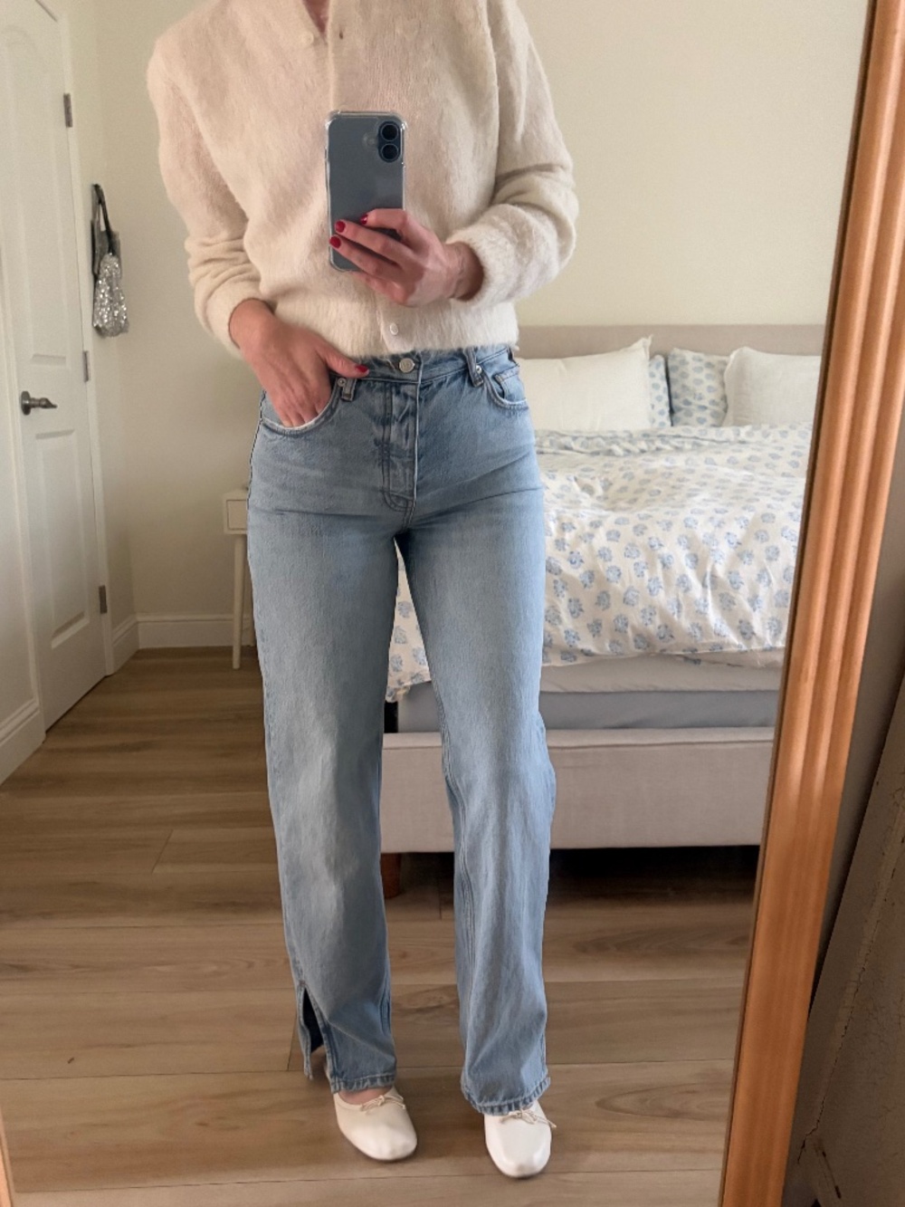 Anine Bing Roy Jeans, 31”, blue glow